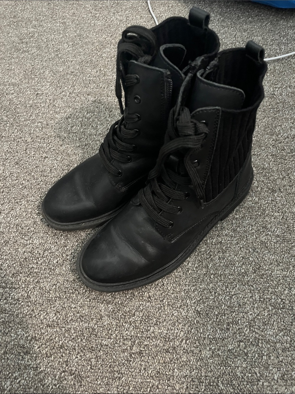 Sam Edelman Black Lace-Up Kids Combat Boots